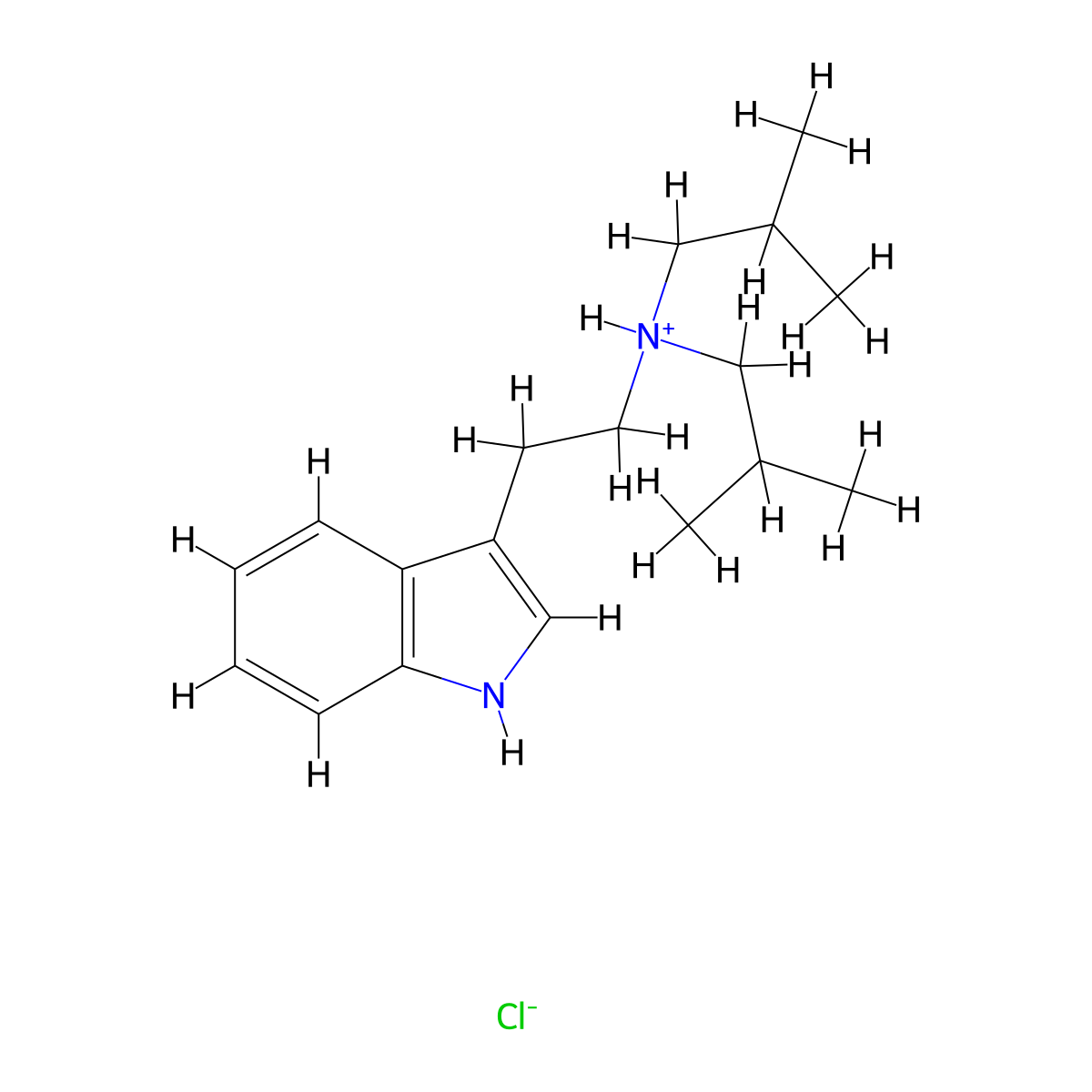Indole, 3-(2-(diisobutylamino)ethyl)-, monohydrochloride molecular structure, CAS 63938-64-7