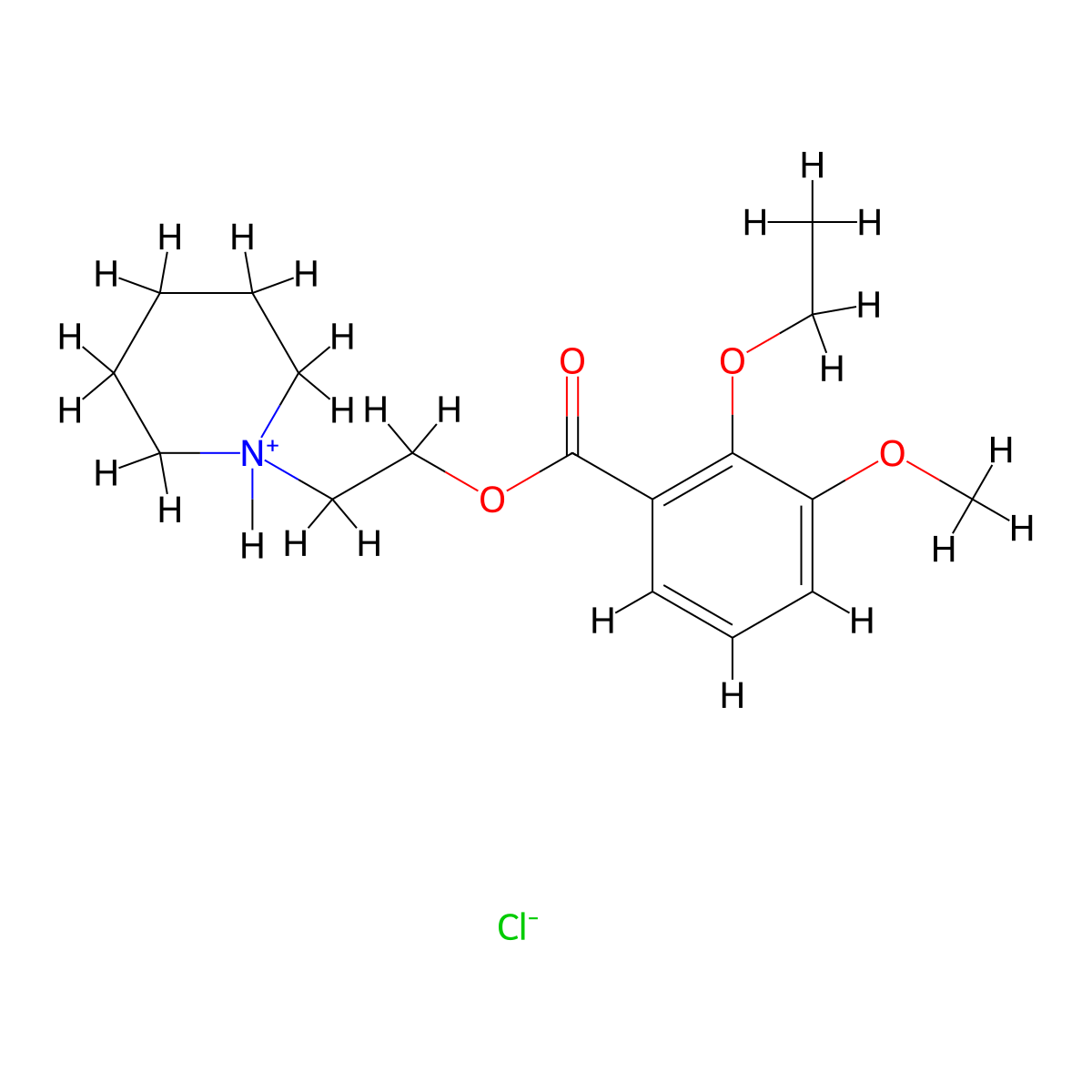 Benzoic acid, 2-ethoxy-3-methoxy-, 2-piperidinoethyl ester, hydrochloride molecular structure, CAS 63938-75-0