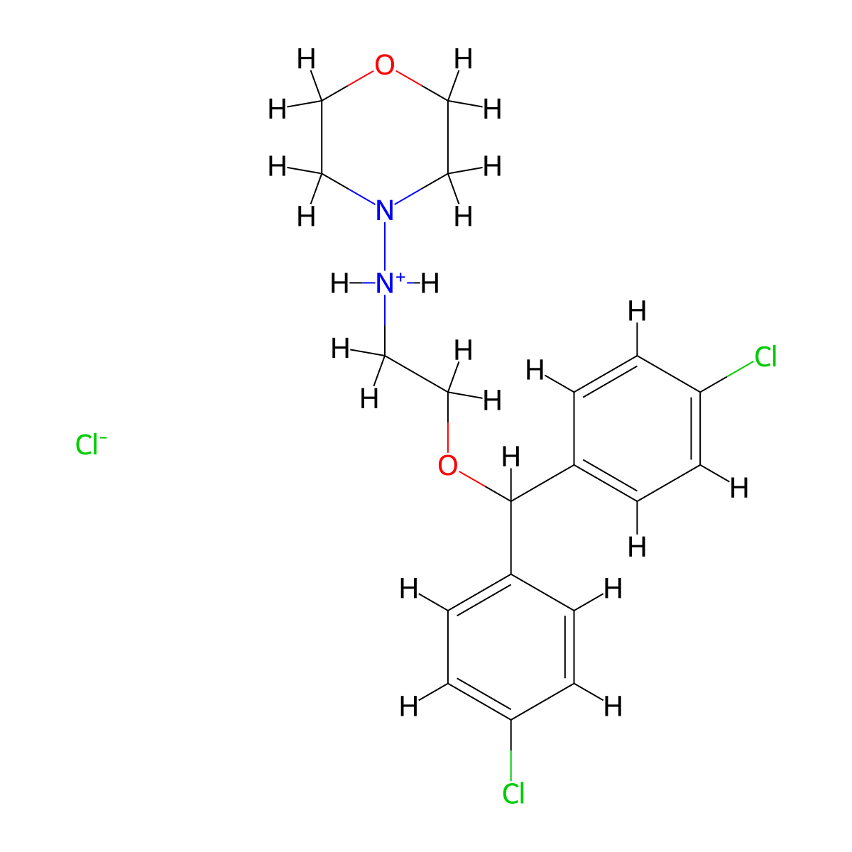 Ethylamine, 2-(p,p'-dichlorodiphenylmethoxy)-N-morpholino-, hydrochloride molecular structure, CAS 63938-78-3