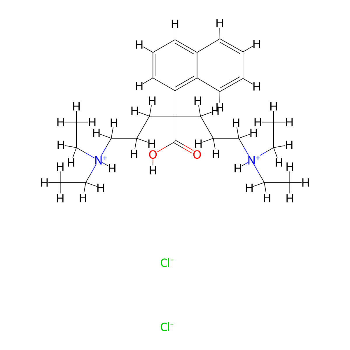 1-Naphthaleneacetic acid, alpha,alpha-bis(3-(diethylamino)propyl)-, dihydrochloride molecular structure, CAS 6394-75-8