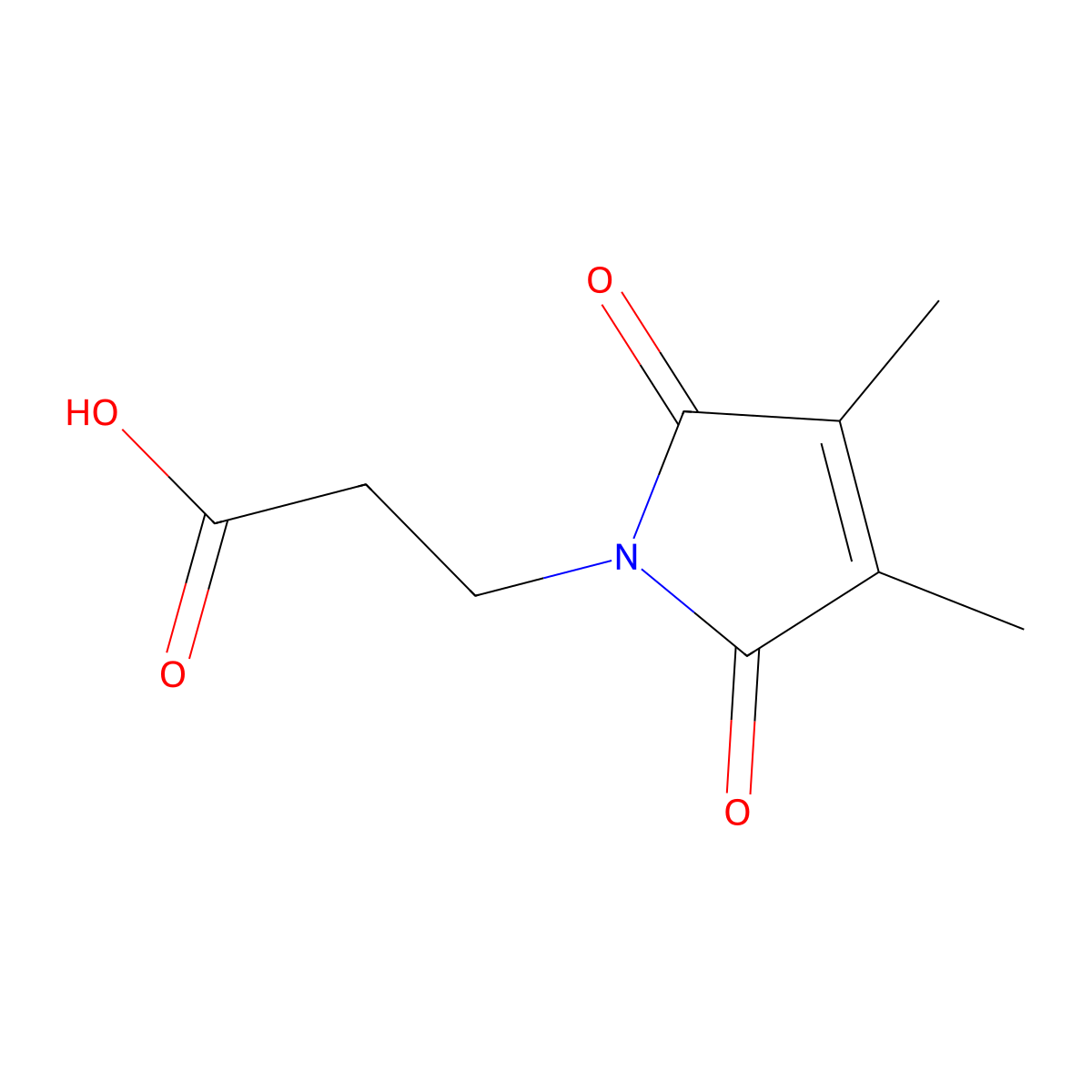 3-(3,4-dimethyl-2,5-dioxo-2,5-dihydro-1H-pyrrol-1-yl)propanoic acid molecular structure, CAS 63945-03-9