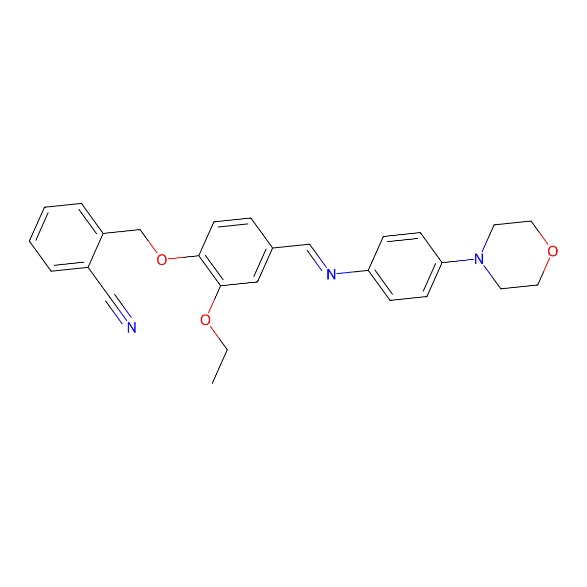 2-({2-ethoxy-4-[(E)-{[4-(morpholin-4-yl)phenyl]imino}methyl]phenoxy}methyl)benzonitrile molecular structure, CAS 639464-17-8