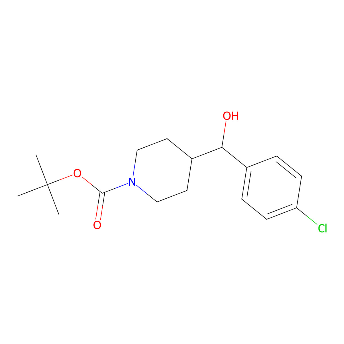 1-Boc-4-[(4-Chlorophenyl)hydroxymethyl]piperidine molecular structure, CAS 639468-65-8
