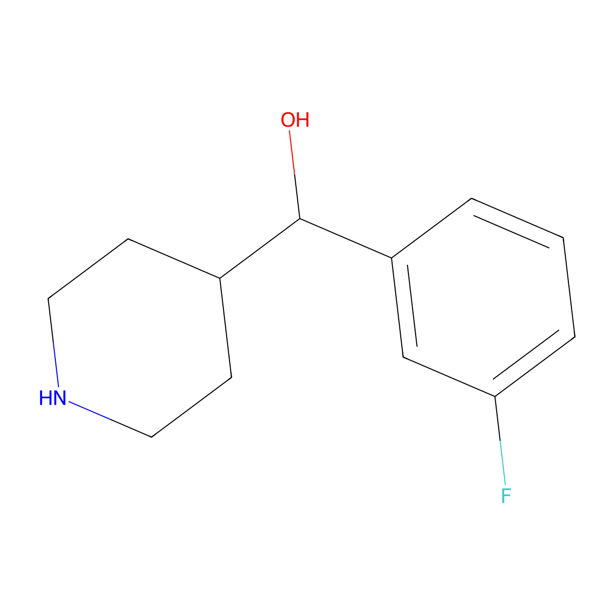 (3-Fluoro-phenyl)-piperidin-4-yl-methanol molecular structure, CAS 639468-69-2