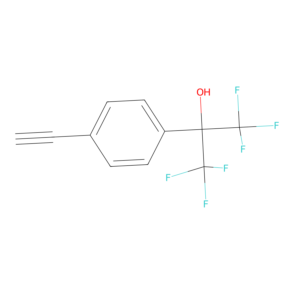 2-(4-Ethynylphenyl)-1,1,1,3,3,3-hexafluoropropan-2-ol molecular structure, CAS 639477-50-2