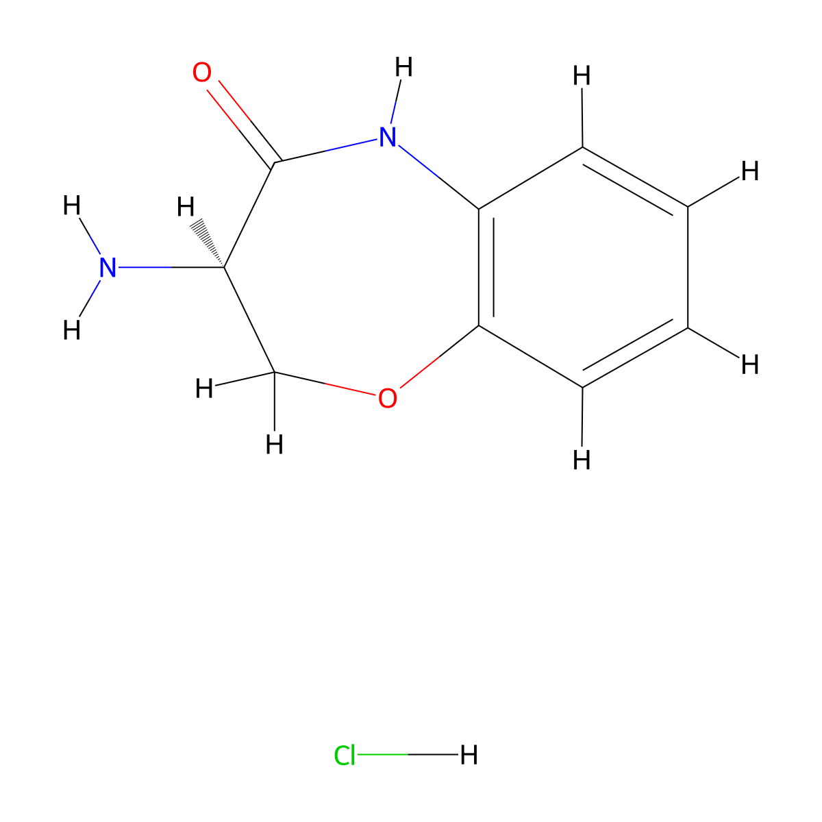 (R)-7-Amino-6,7-dihydro-9H-5-oxa-9-aza-benzocyclohepten-8-one hydrochloride molecular structure, CAS 639478-67-4