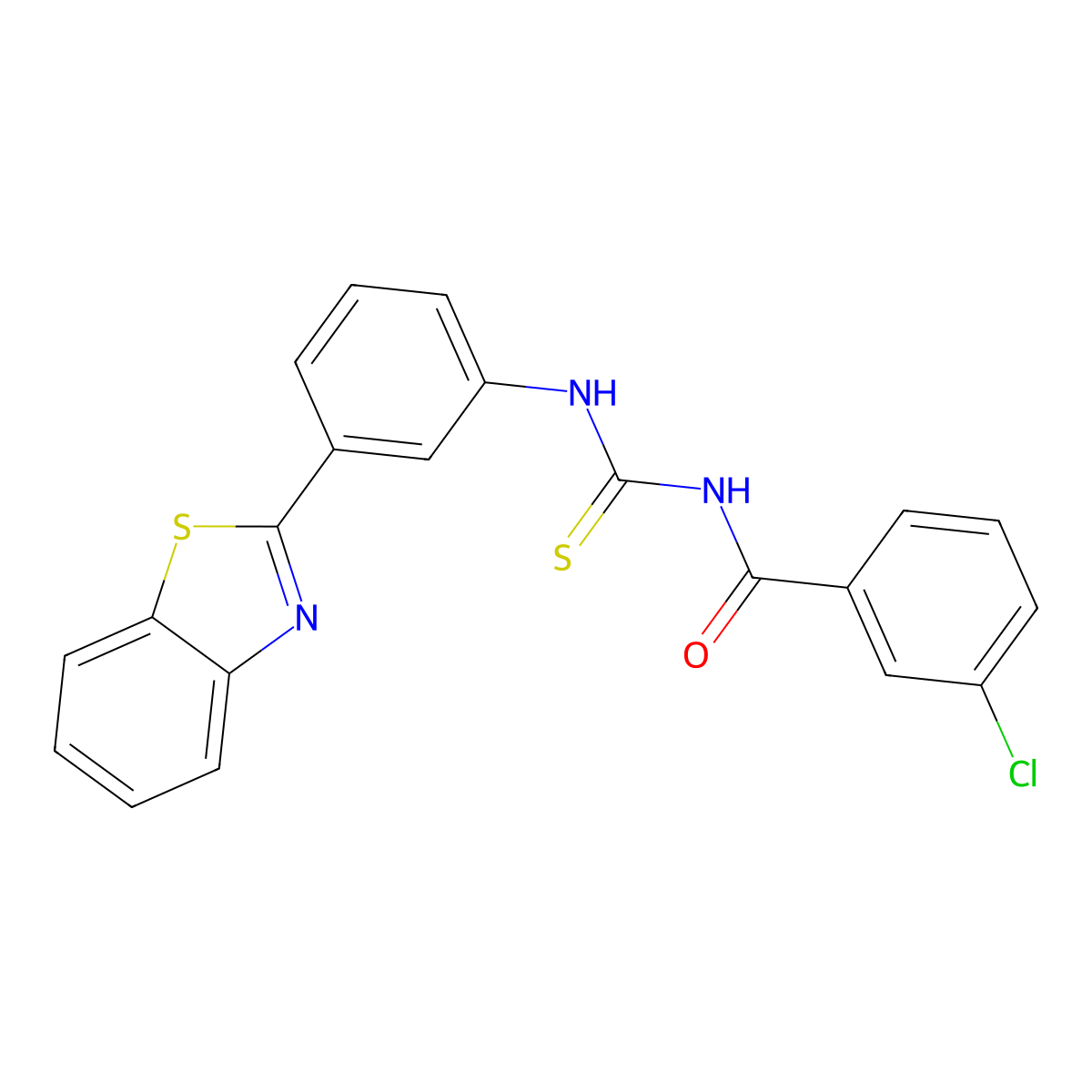 N-{[3-(1,3-benzothiazol-2-yl)phenyl]carbamothioyl}-3-chlorobenzamide molecular structure, CAS 6395-02-4