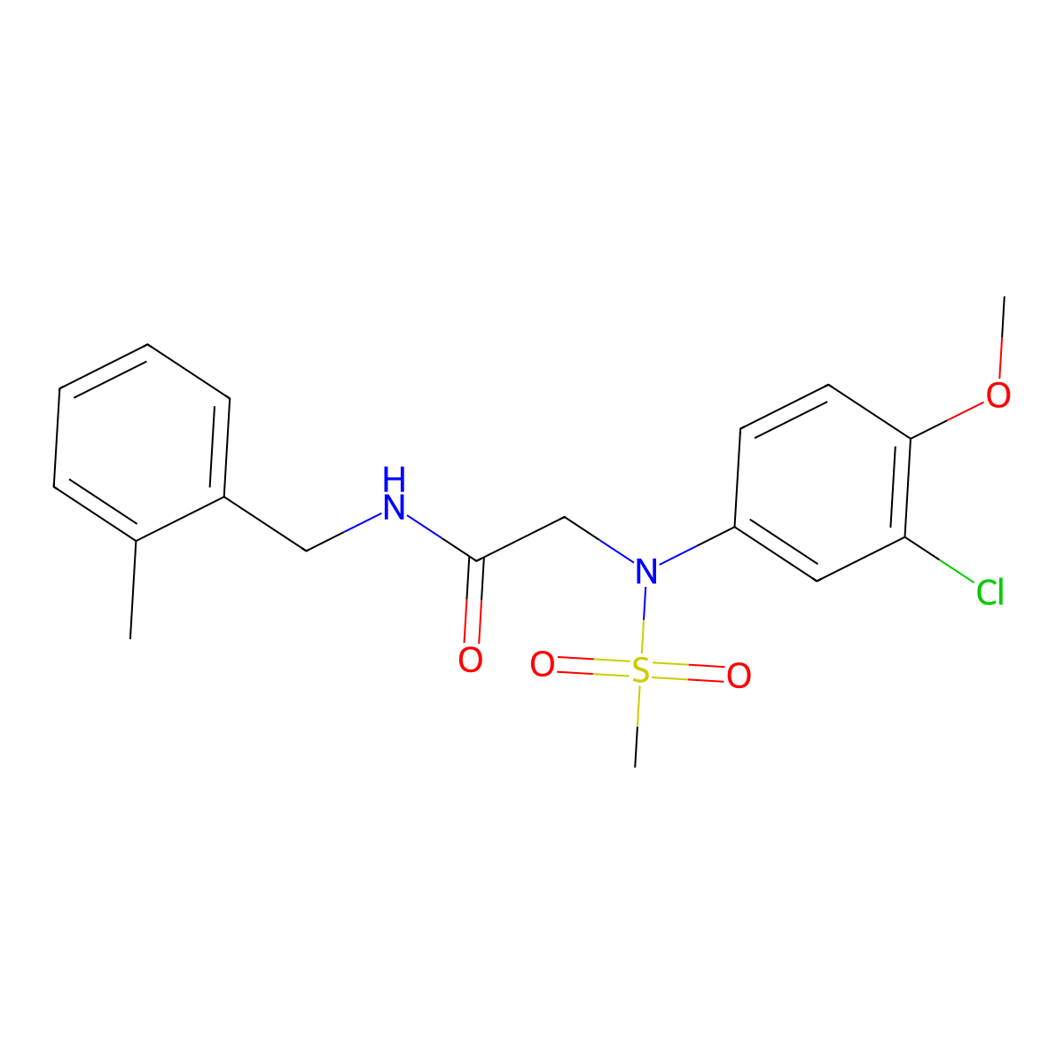 2-(3-chloro-4-methoxy-N-methylsulfonylanilino)-N-[(2-methylphenyl)methyl]acetamide molecular structure, CAS 6395-94-4