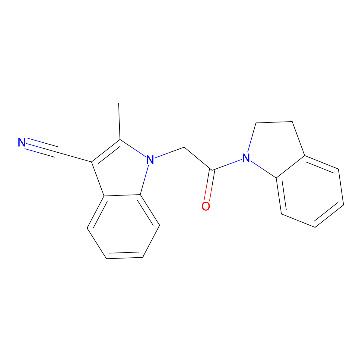 1-[2-(2,3-Dihydroindol-1-yl)-2-oxoethyl]-2-methylindole-3-carbonitrile molecular structure, CAS 639500-49-5