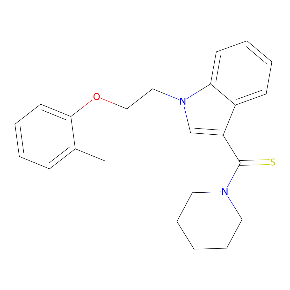 [1-[2-(2-Methylphenoxy)ethyl]indol-3-yl]-piperidin-1-ylmethanethione molecular structure, CAS 639501-72-7