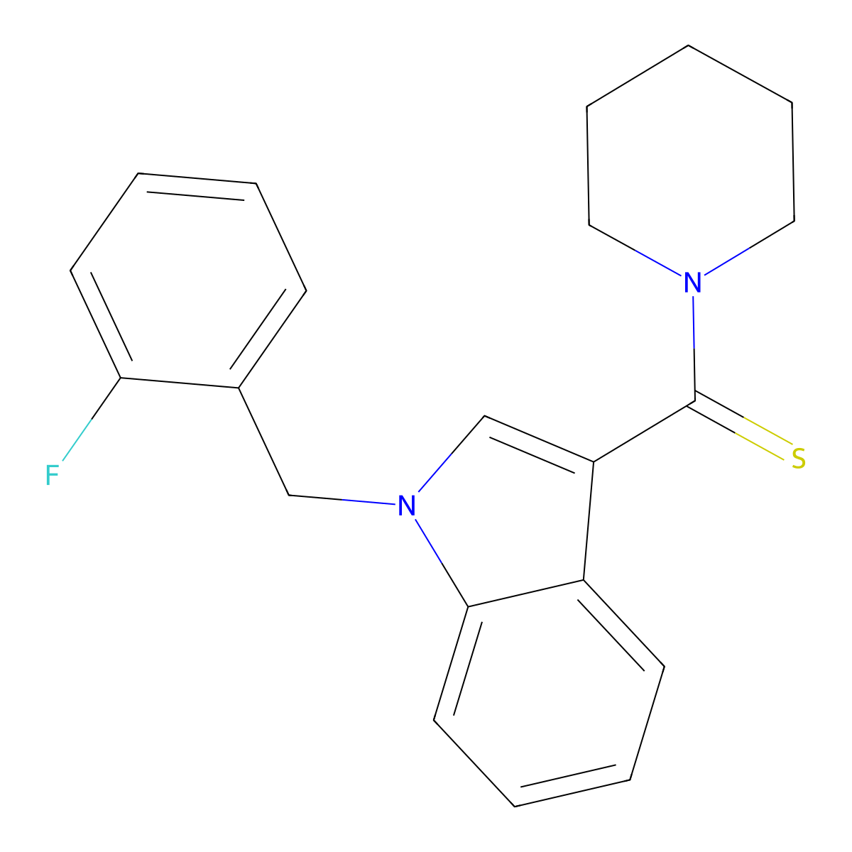 [1-[(2-Fluorophenyl)methyl]indol-3-yl]-piperidin-1-ylmethanethione molecular structure, CAS 639504-00-0