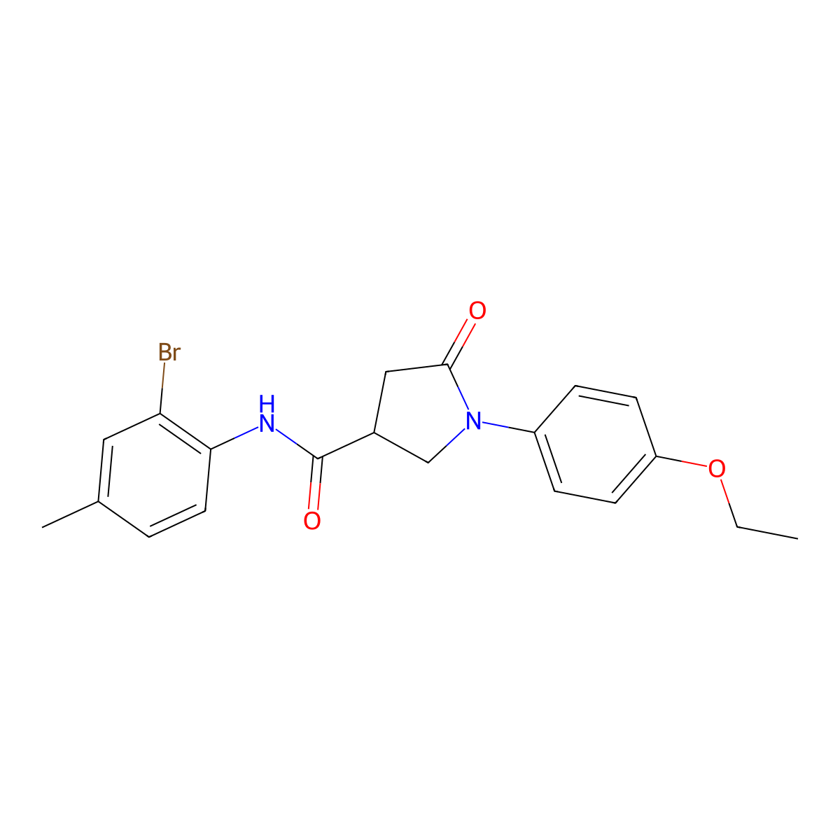 N-(2-bromo-4-methylphenyl)-1-(4-ethoxyphenyl)-5-oxopyrrolidine-3-carboxamide molecular structure, CAS 639508-72-8