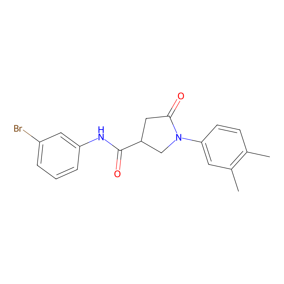 N-(3-bromophenyl)-1-(3,4-dimethylphenyl)-5-oxopyrrolidine-3-carboxamide molecular structure, CAS 639510-11-5