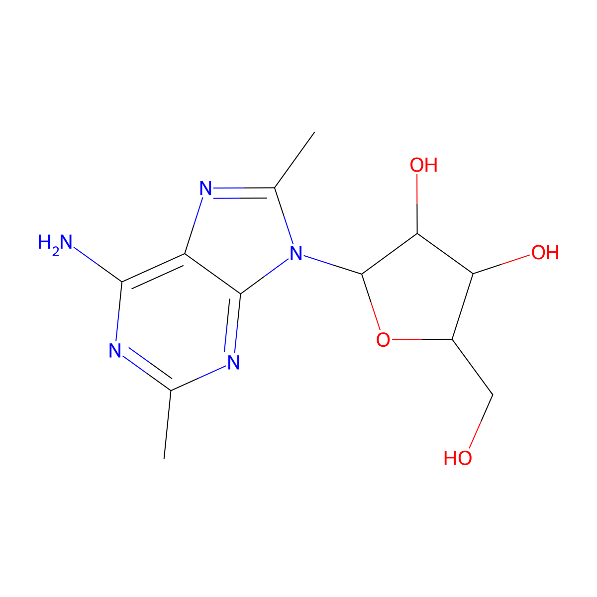 2,8-Dimethyladenosine molecular structure, CAS 63954-66-5