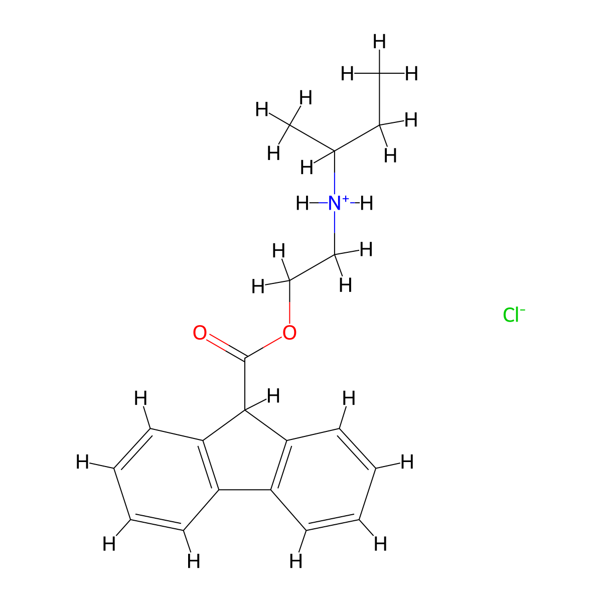 Fluorene-9-carboxylic acid, 2-(isobutylamino)ethyl ester, hydrochloride molecular structure, CAS 63957-01-7