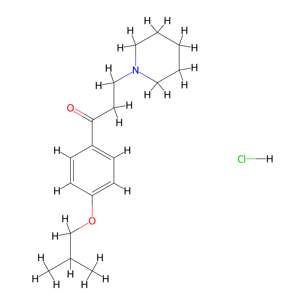 Propiophenone, 4'-isobutoxy-3-piperidino-, hydrochloride molecular structure, CAS 63957-29-9