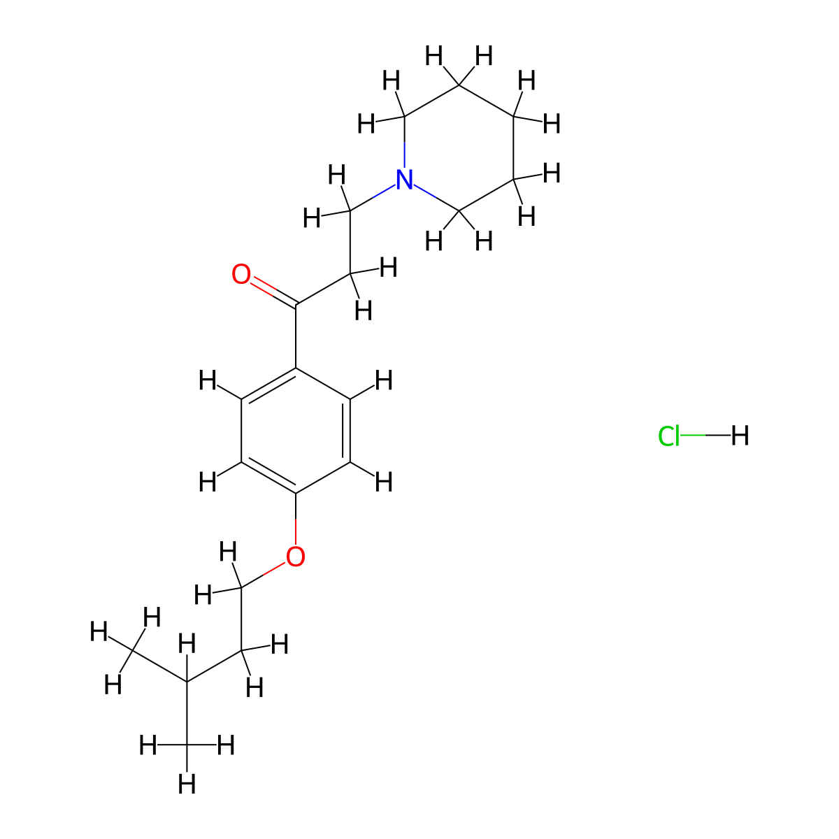 Propiophenone, 4'-isopentyloxy-3-piperidino-, hydrochloride molecular structure, CAS 63957-30-2