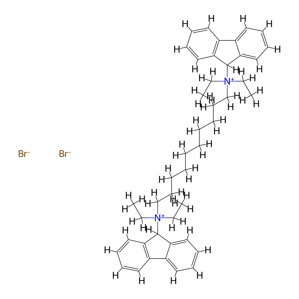Ammonium, decamethylenebis(diethyl-(9-fluorenyl)-, dibromide, hemihydrate molecular structure, CAS 63957-46-0