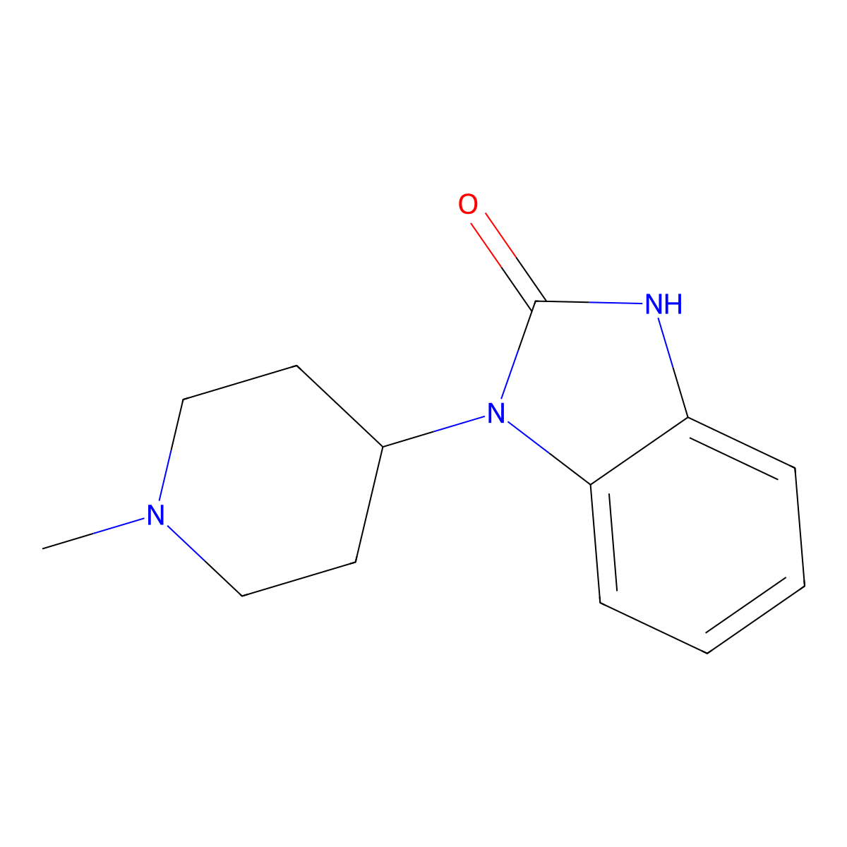 2H-Benzimidazol-2-one, 1,3-dihydro-1-(1-methyl-4-piperidinyl)- molecular structure, CAS 63959-26-2