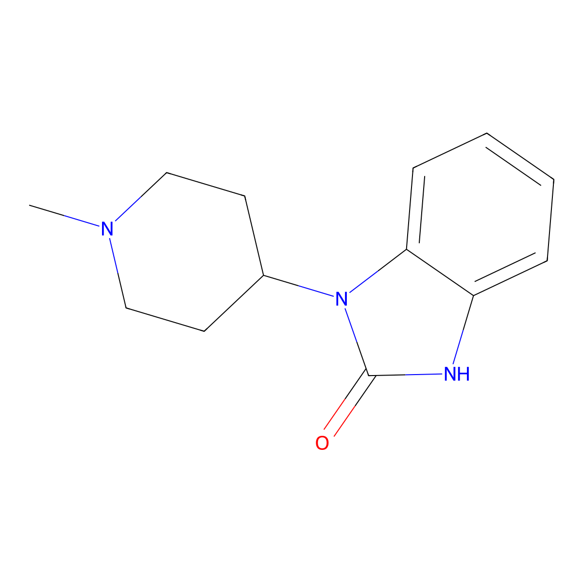 2H-Benzimidazol-2-one, 1,3-dihydro-1-(1-methyl-4-piperidinyl)- molecular structure, CAS 63959-26-2