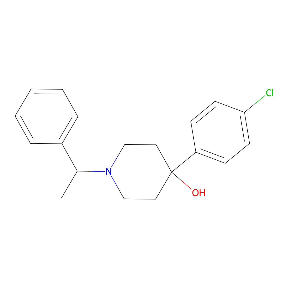 4-(4-Chlorophenyl)-1-(1-phenylethyl)piperidin-4-ol molecular structure, CAS 63959-34-2