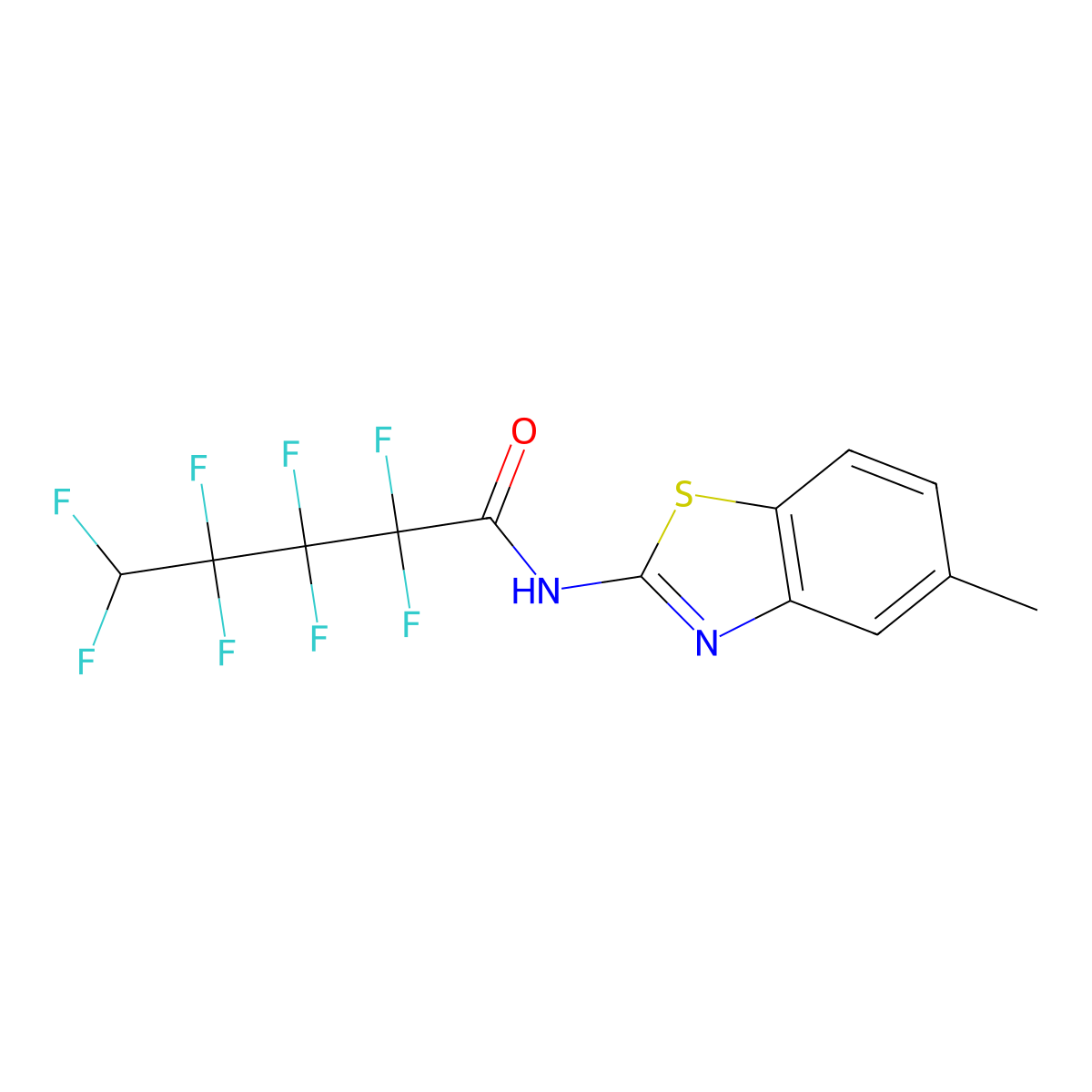2,2,3,3,4,4,5,5-octafluoro-N-(5-methyl-1,3-benzothiazol-2-yl)pentanamide molecular structure, CAS 6396-20-9
