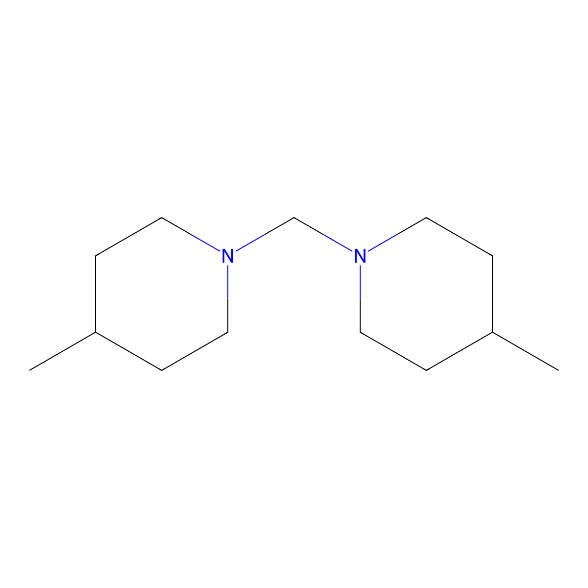 1,1'-Methylenebis(4-methylpiperidine) molecular structure, CAS 63963-56-4