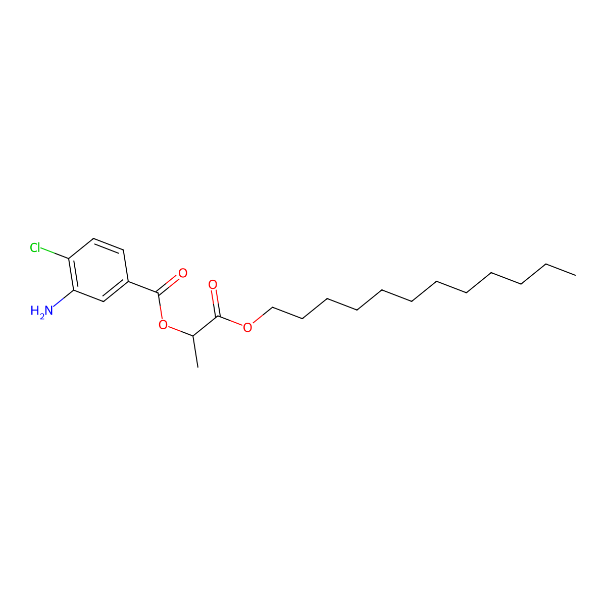3-Amino-4-chlorobenzoic acid 2-dodecyloxy-1-methyl-2-oxoethyl ester molecular structure, CAS 63966-96-1