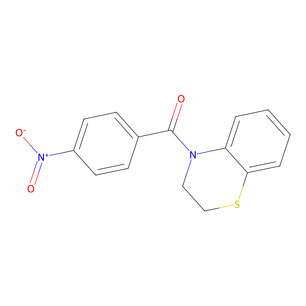 2H-1,4-Benzothiazine, 3,4-dihydro-4-(4-nitrobenzoyl)- molecular structure, CAS 6397-22-4
