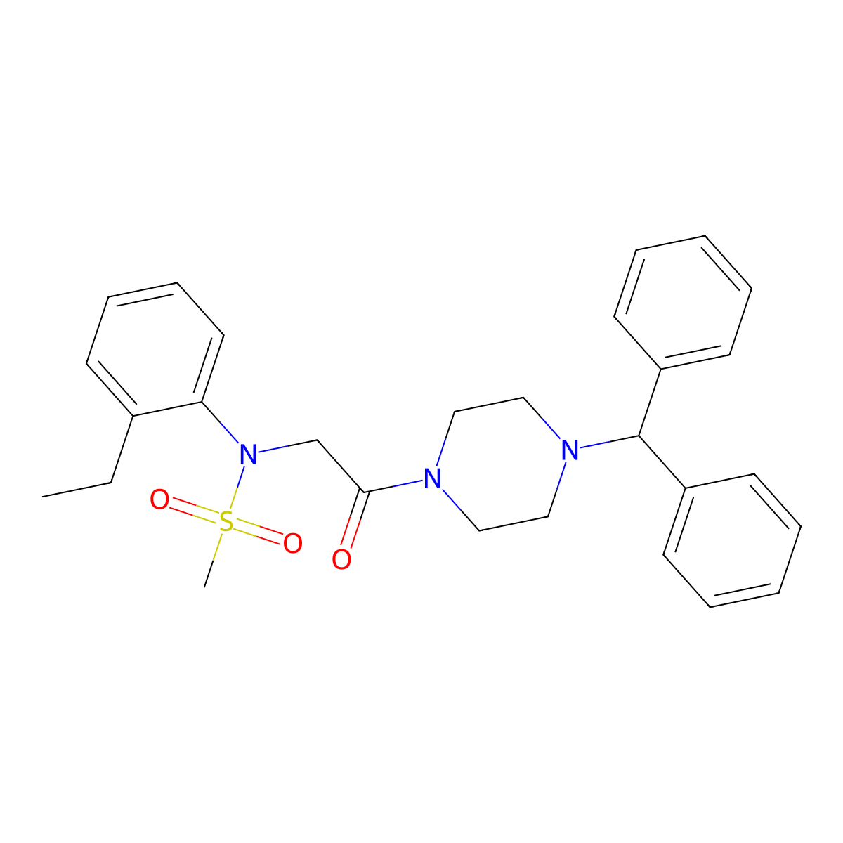 N-[2-(4-benzhydrylpiperazin-1-yl)-2-oxoethyl]-N-(2-ethylphenyl)methanesulfonamide molecular structure, CAS 6397-63-3
