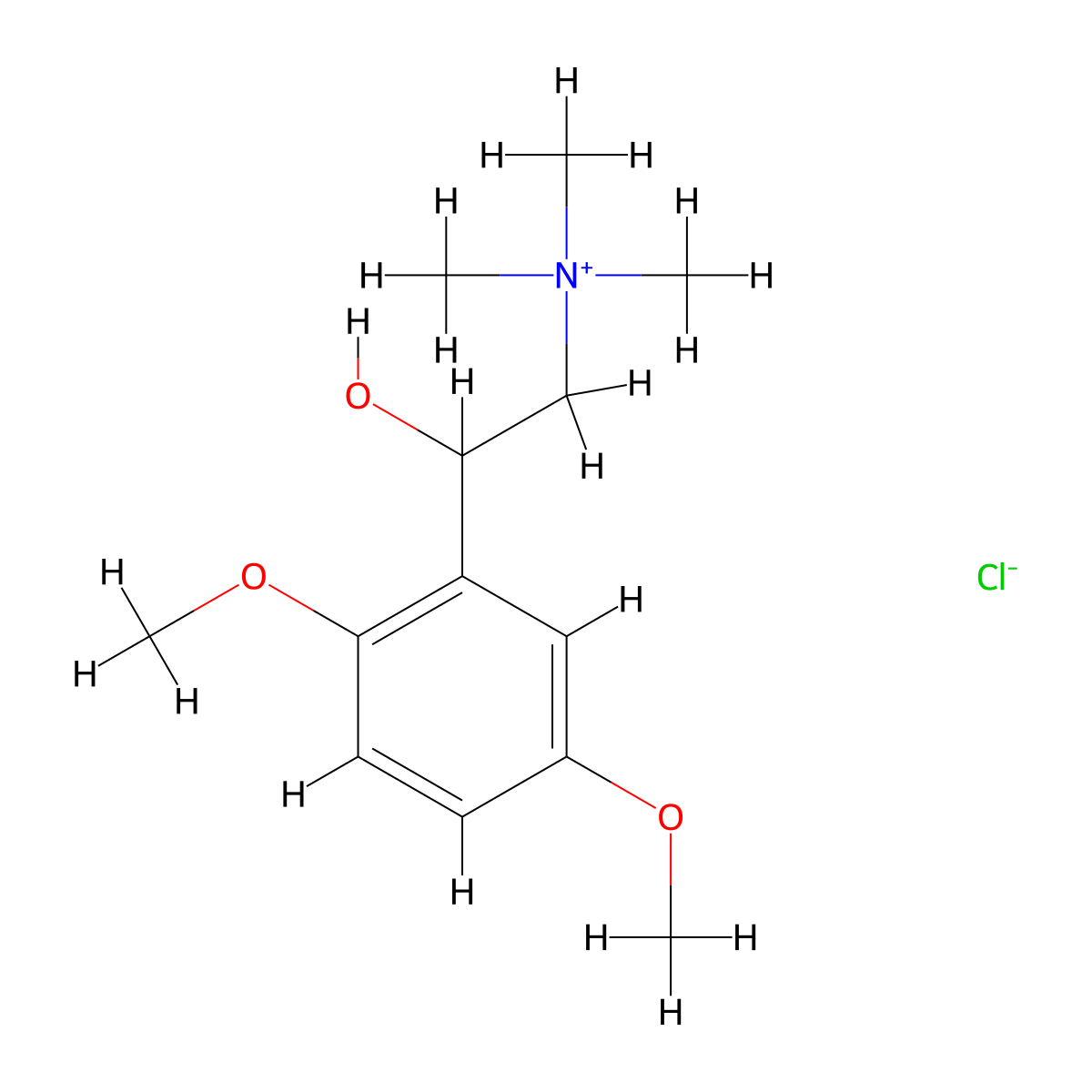 2-(2,5-Dimethoxyphenyl)-2-hydroxy-N,N,N-trimethylethan-1-aminium chloride molecular structure, CAS 63977-45-7