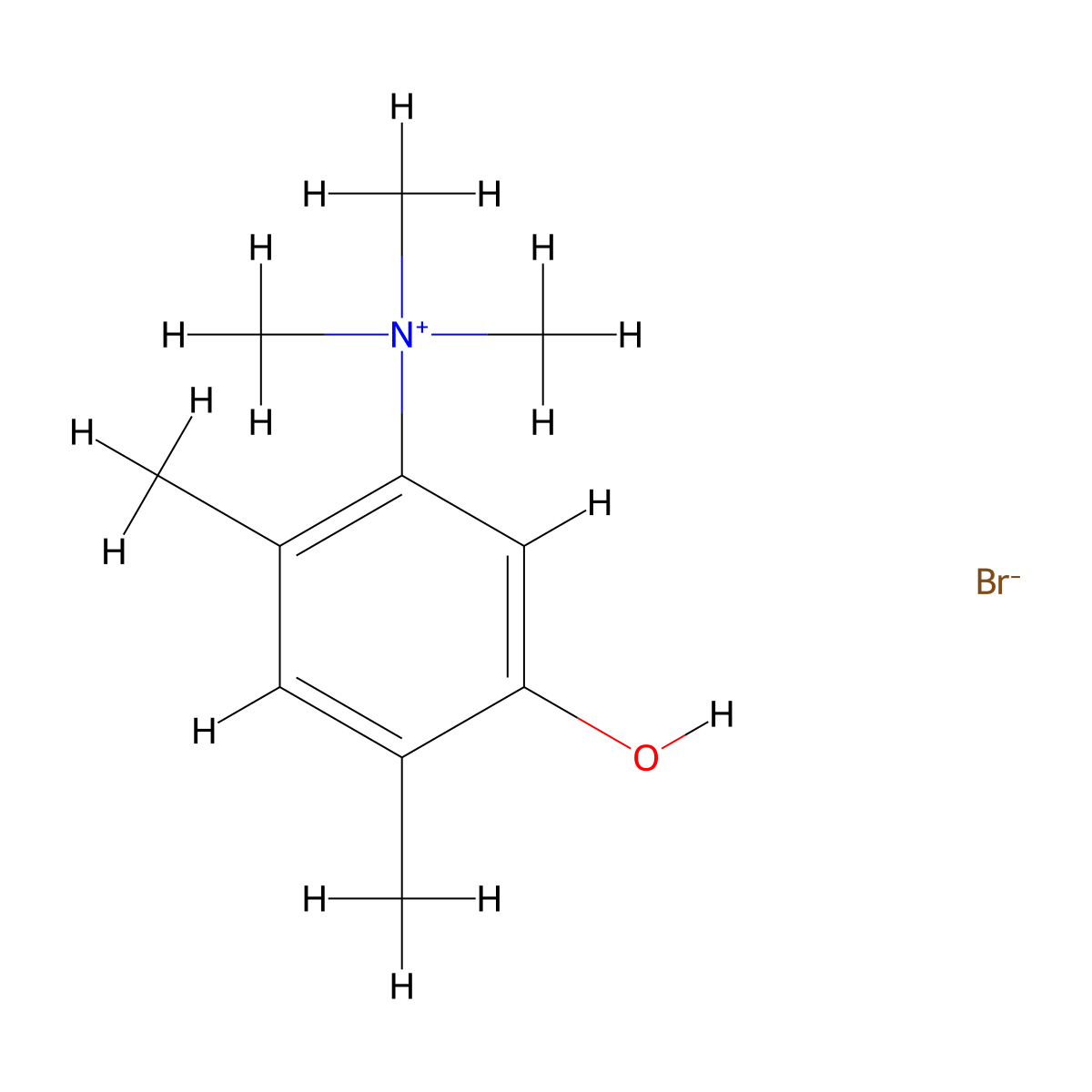 Ammonium, (2,4-dimethyl-5-hydroxyphenyl)trimethyl-, bromide molecular structure, CAS 63977-52-6