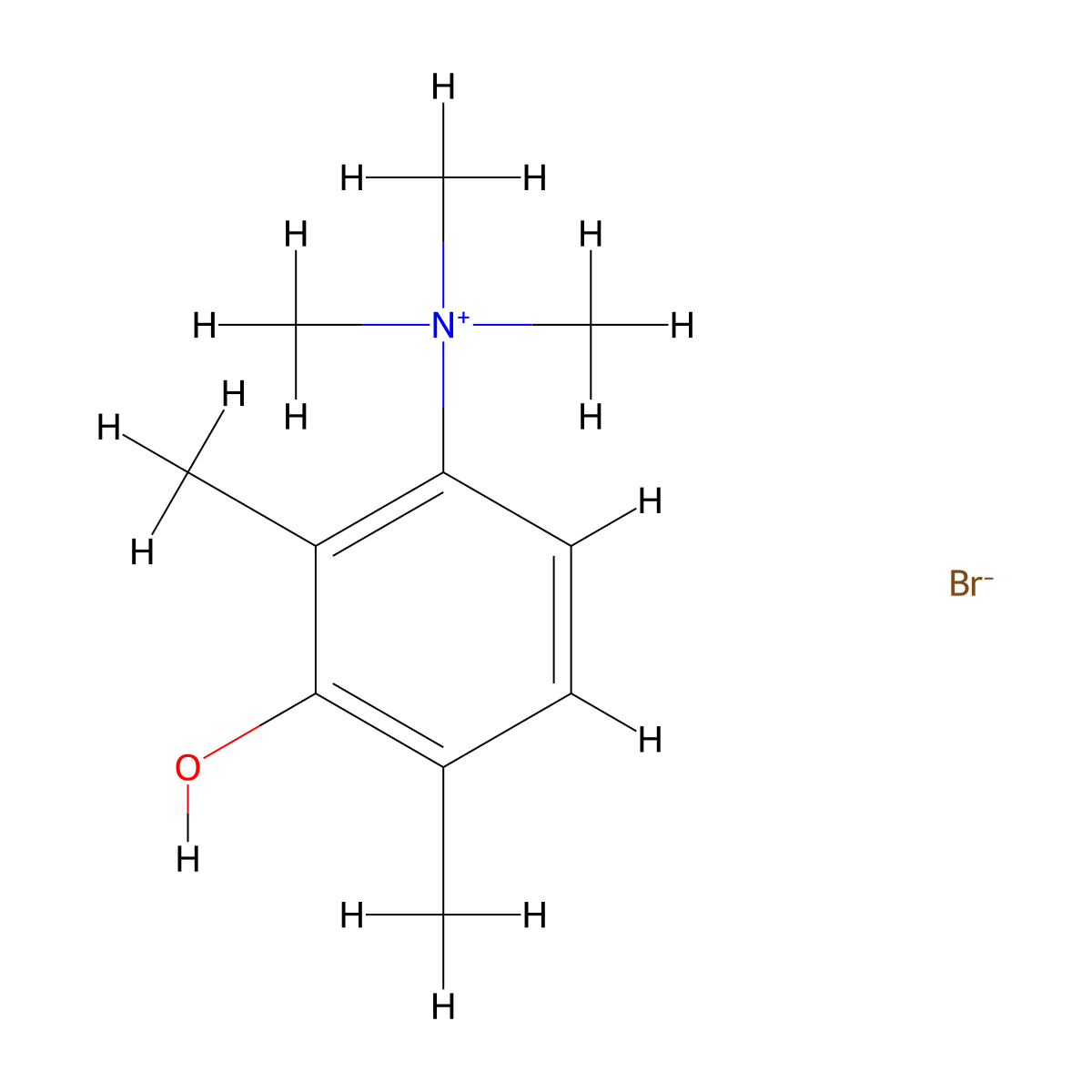 2,6-Dimethyl-3-(trimethylazaniumyl)phenolate--hydrogen bromide (1/1) molecular structure, CAS 63977-53-7