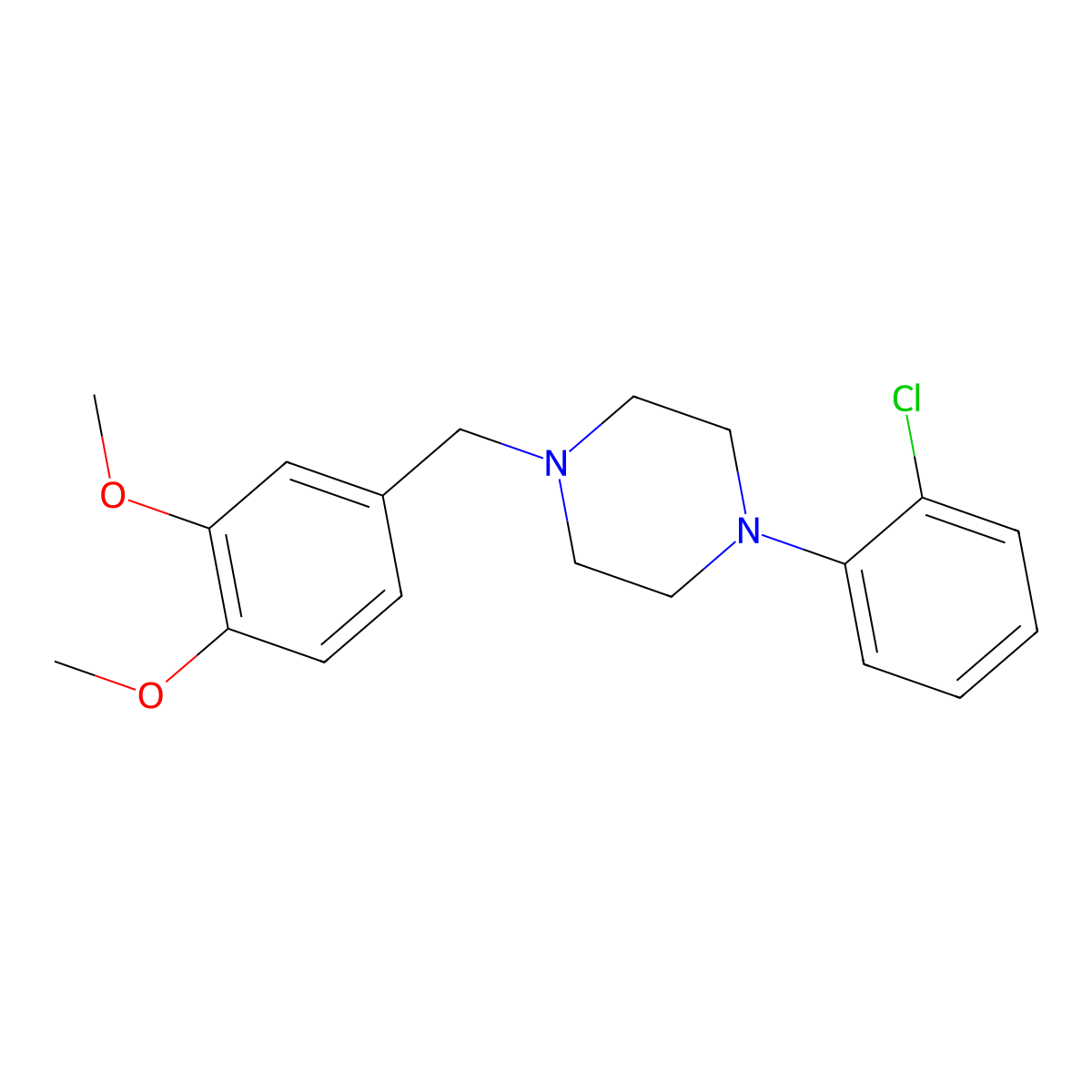 1-(3,4-Dimethoxy-benzyl)-4-(2-chlorophenyl)piperazine molecular structure, CAS 63978-29-0