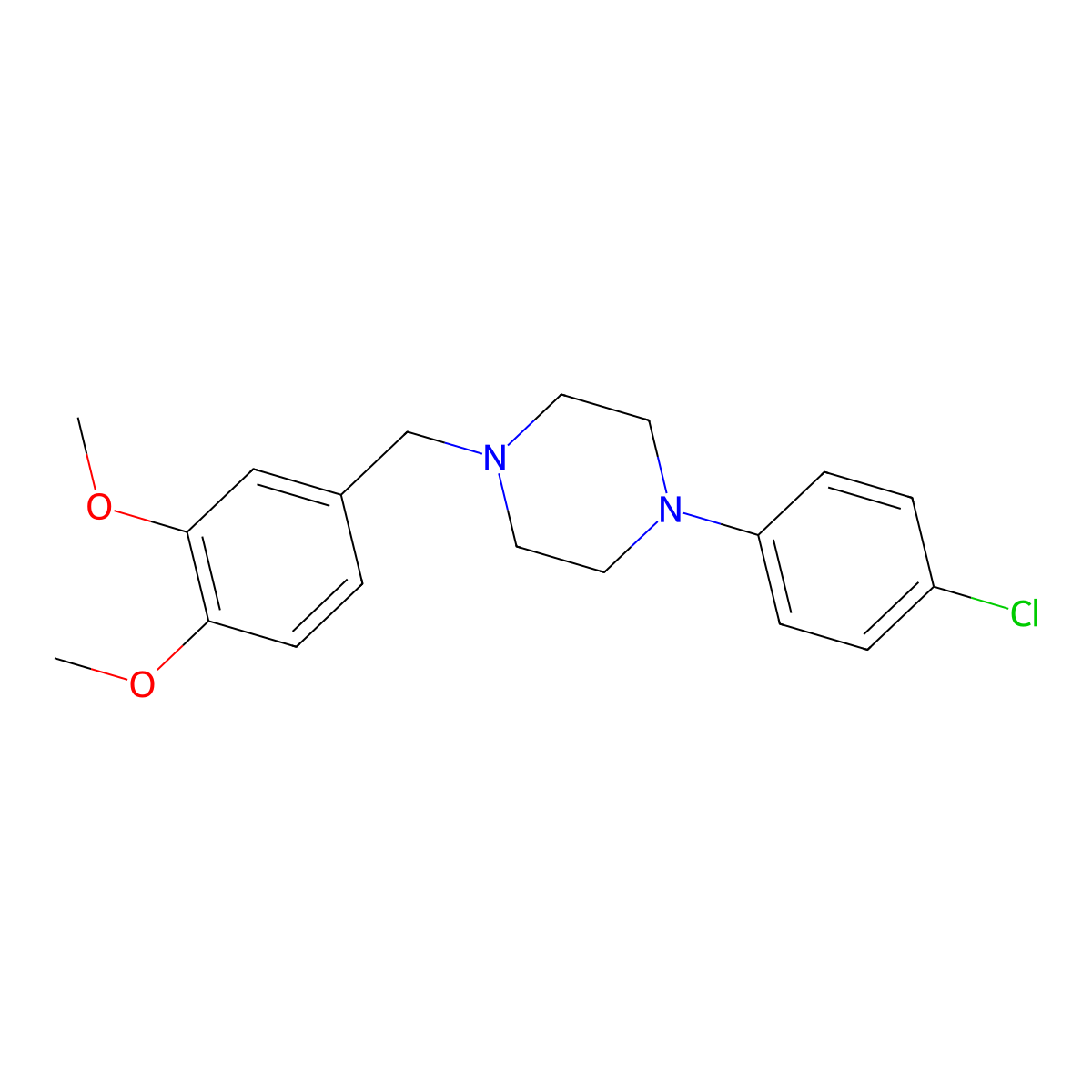 1-(3,4-Dimethoxybenzyl)-4-(4-chlorophenyl)piperazine molecular structure, CAS 63978-30-3