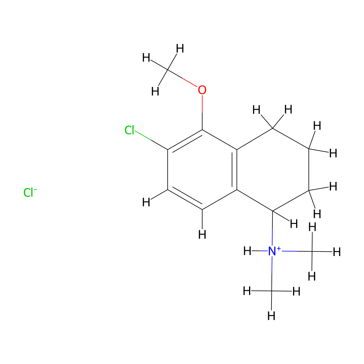 1-Naphthylamine, 1,2,3,4-tetrahydro-6-chloro-N,N-dimethyl-5-methoxy-, hydrochloride molecular structure, CAS 63978-76-7