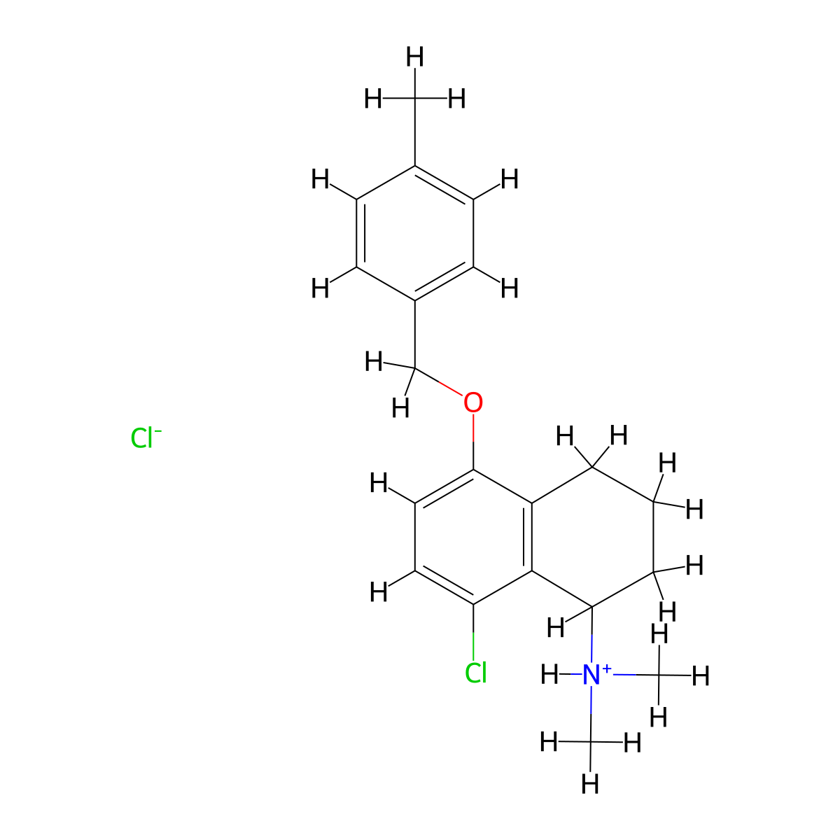 1-Naphthylamine, 1,2,3,4-tetrahydro-8-chloro-N,N-dimethyl-5-(4-methylbenzyloxy)-, hydrochloride molecular structure, CAS 63978-77-8