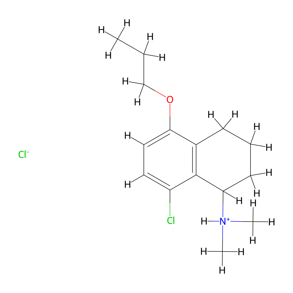 8-Chloro-N,N-dimethyl-5-propoxy-1,2,3,4-tetrahydronaphthalen-1-amine--hydrogen chloride (1/1) molecular structure, CAS 63978-78-9