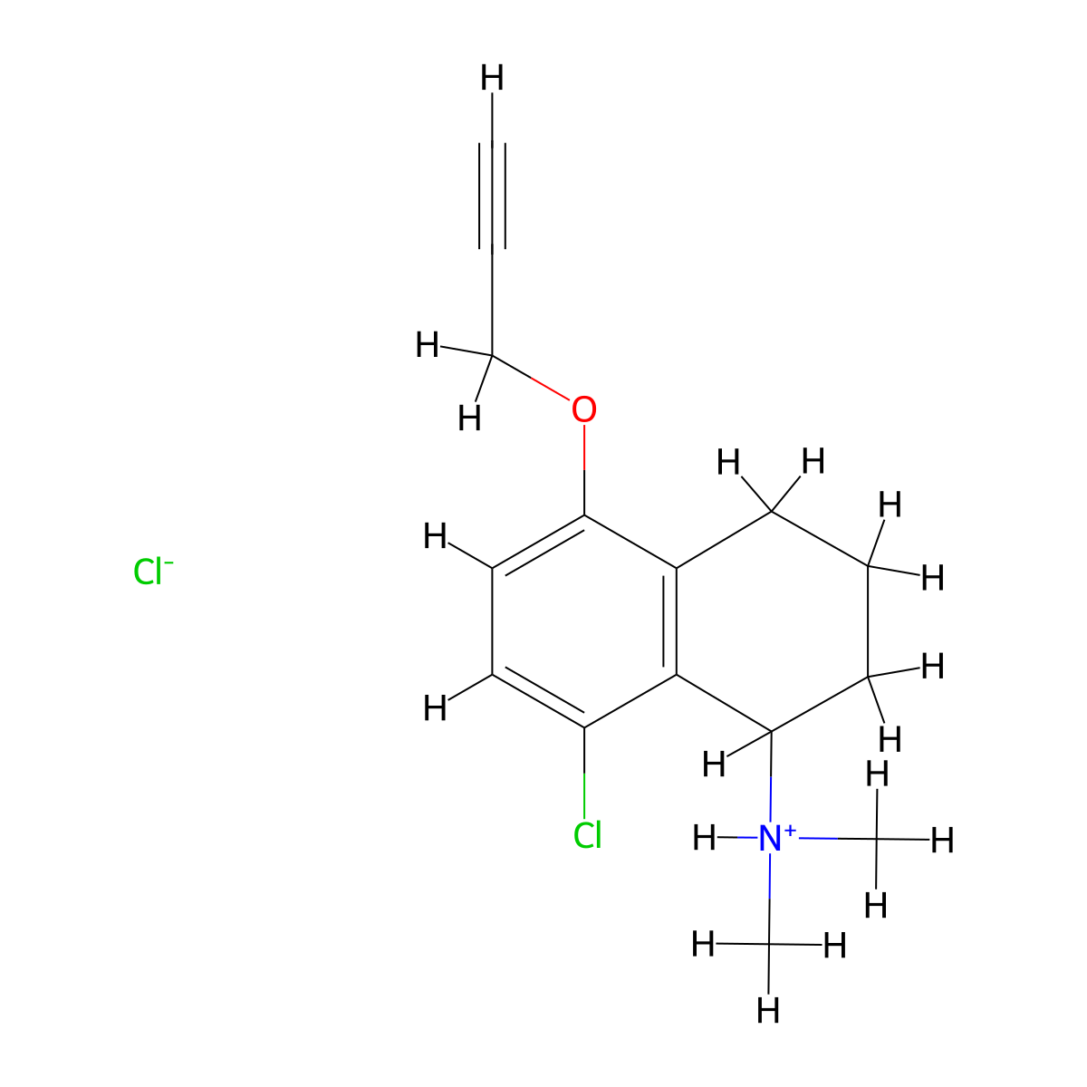 1-Naphthylamine, 1,2,3,4-tetrahydro-8-chloro-N,N-dimethyl-5-(2-propynyloxy)-, hydrochloride molecular structure, CAS 63978-79-0