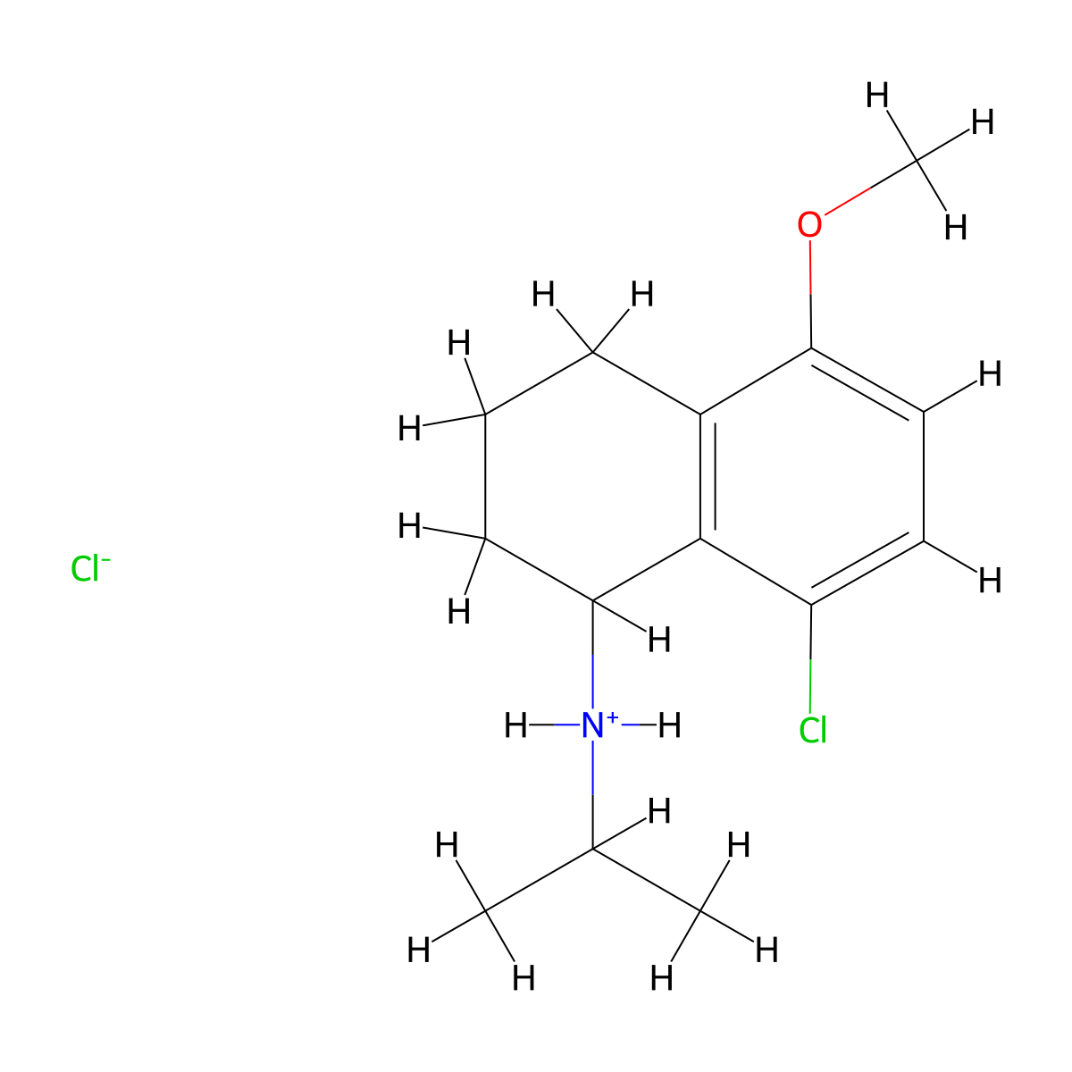1-Naphthylamine, 1,2,3,4-tetrahydro-8-chloro-N-isopropyl-5-methoxy-, hydrochloride molecular structure, CAS 63978-83-6