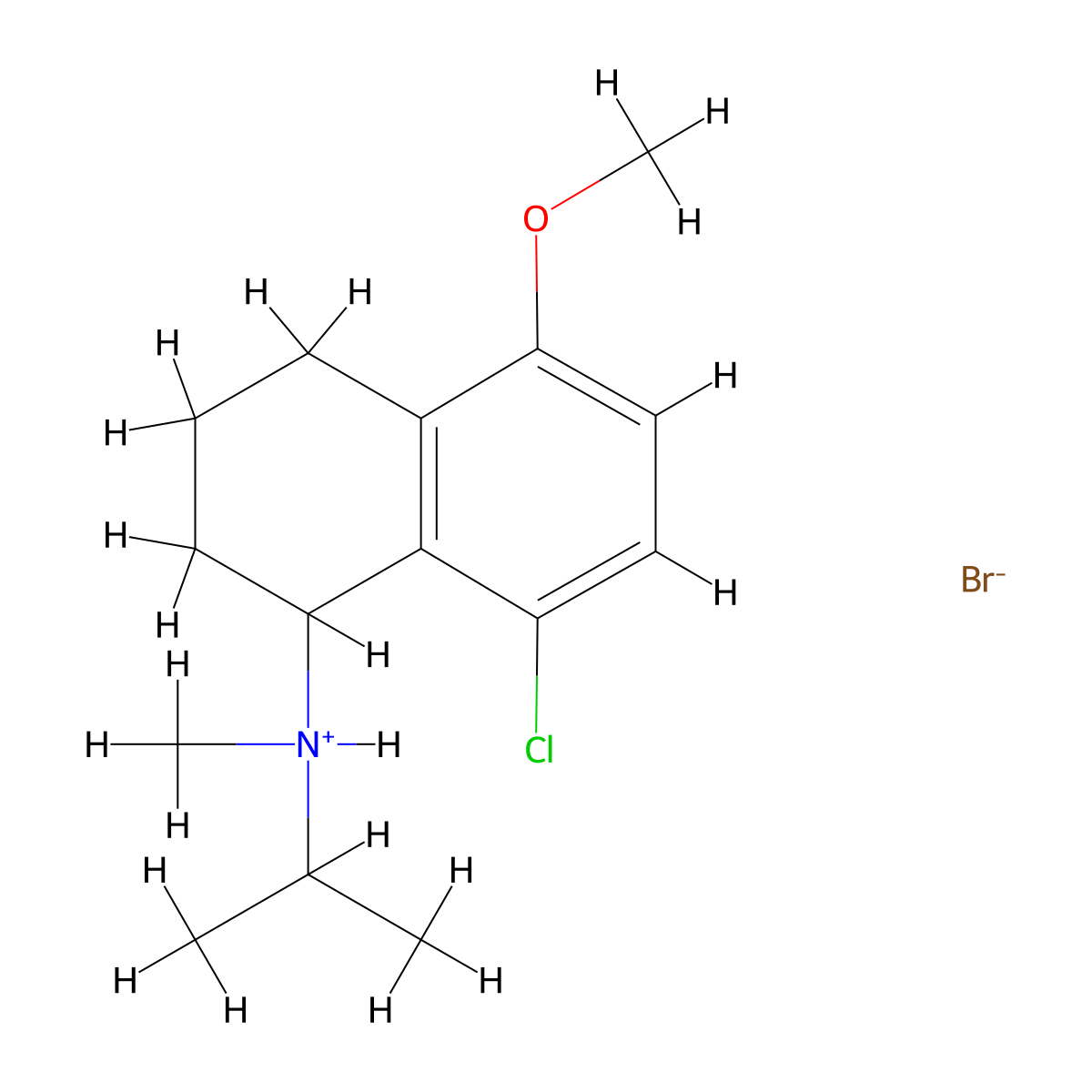 1-Naphthylamine, 1,2,3,4-tetrahydro-8-chloro-N-isopropyl-5-methoxy-N-methyl-, hydrobromide molecular structure, CAS 63978-84-7