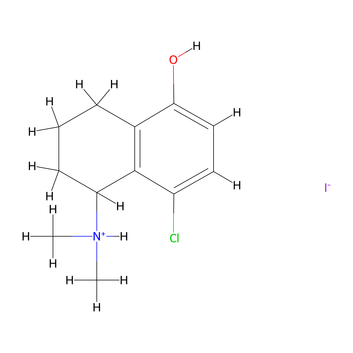4-Chloro-5-(dimethylamino)-5,6,7,8-tetrahydronaphthalen-1-ol--hydrogen iodide (1/1) molecular structure, CAS 63978-87-0