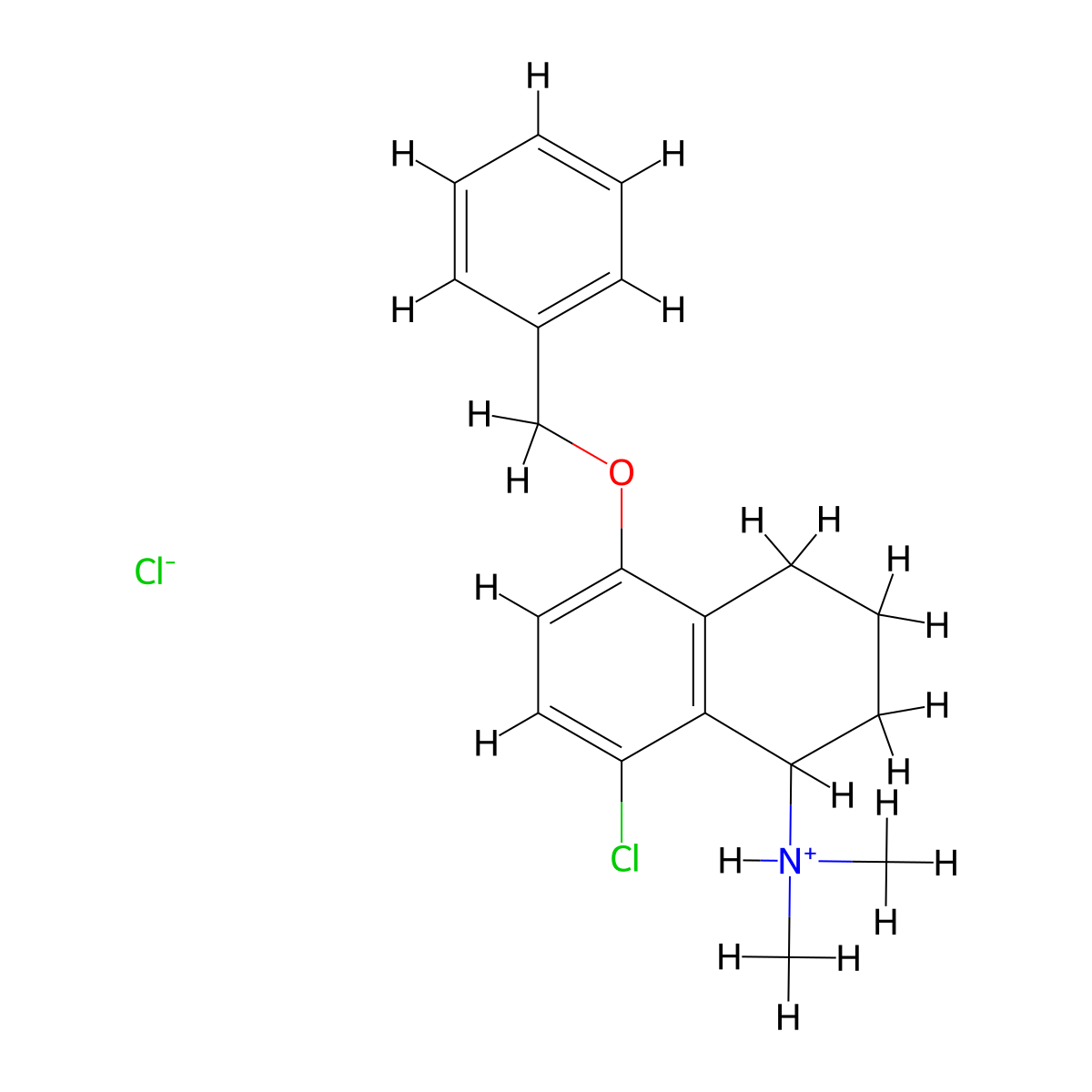1-Naphthylamine, 1,2,3,4-tetrahydro-5-benzyloxy-8-chloro-N,N-dimethyl-, hydrochloride molecular structure, CAS 63978-98-3