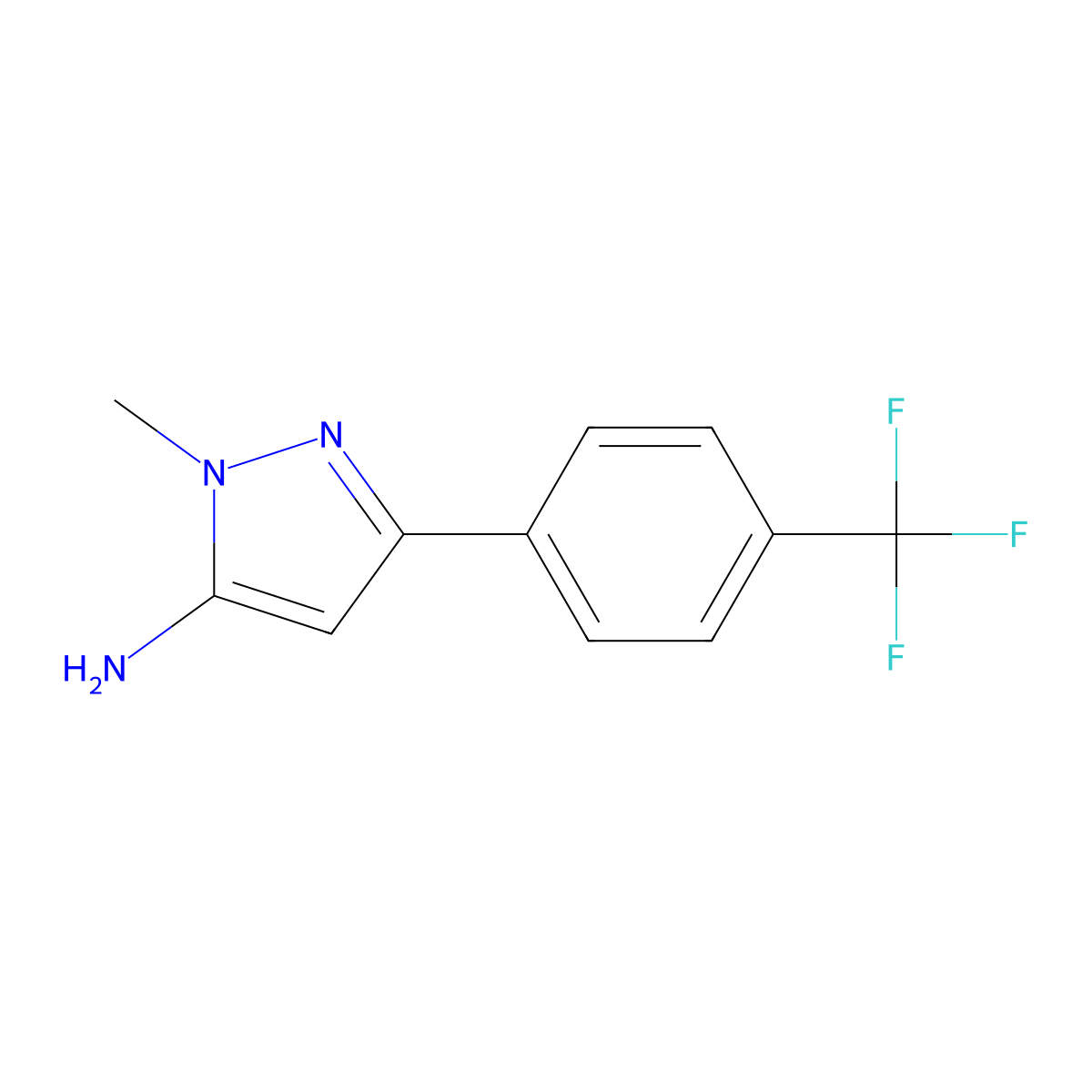 1-Methyl-3-(4-(trifluoromethyl)phenyl)-1h-pyrazol-5-amine molecular structure, CAS 639784-30-8