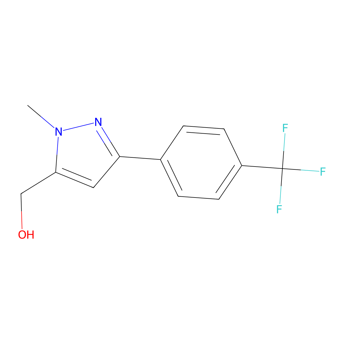 (1-Methyl-3-(4-(trifluoromethyl)phenyl)-1H-pyrazol-5-YL)methanol molecular structure, CAS 639784-65-9