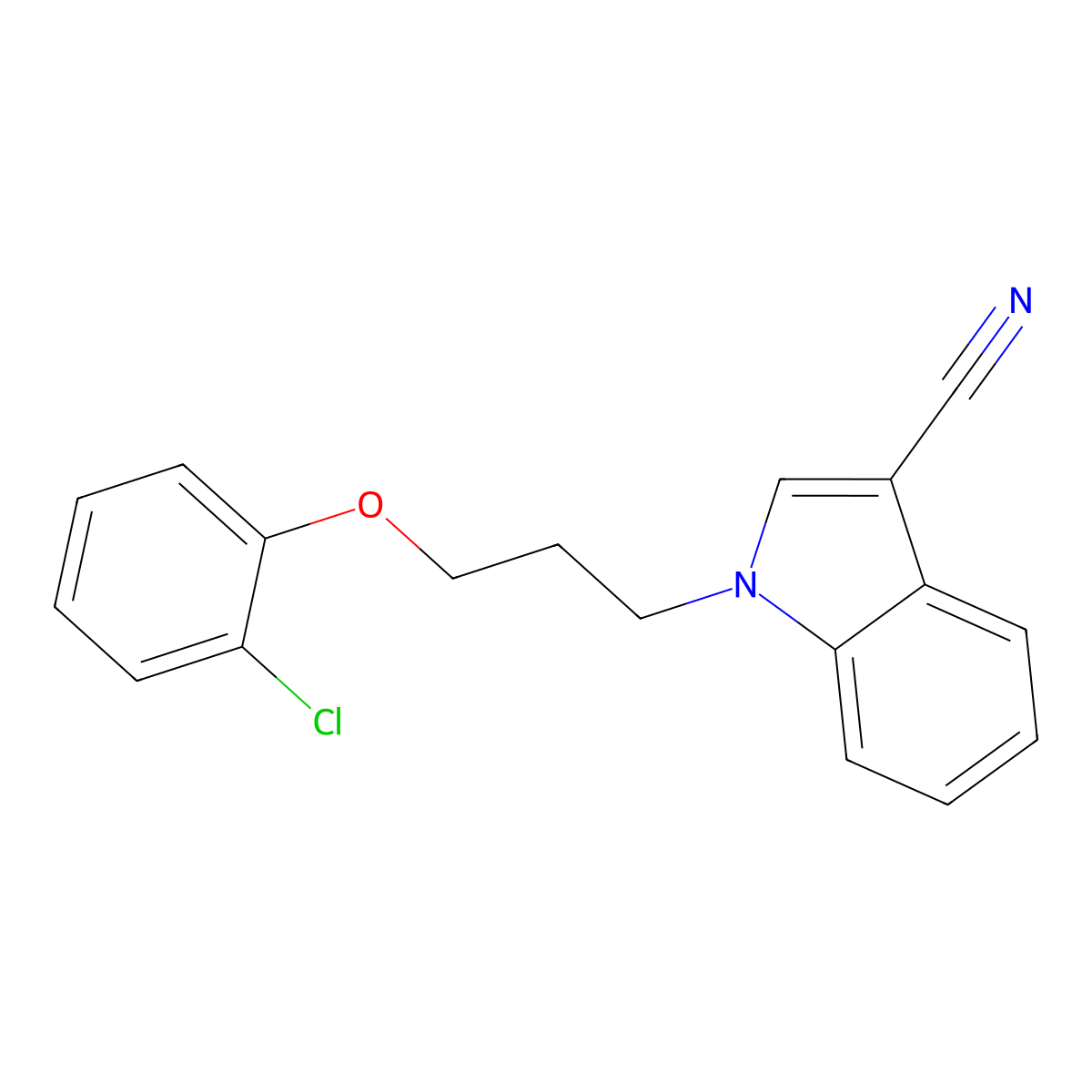 1-(3-(2-chlorophenoxy)propyl)-1H-indole-3-carbonitrile molecular structure, CAS 639787-66-9