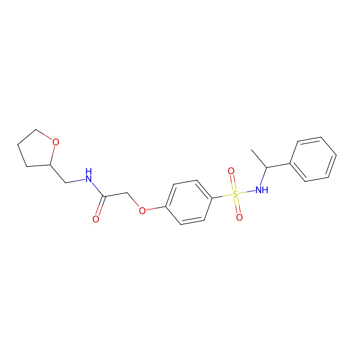 N-(oxolan-2-ylmethyl)-2-[4-(1-phenylethylsulfamoyl)phenoxy]acetamide molecular structure, CAS 639789-64-3