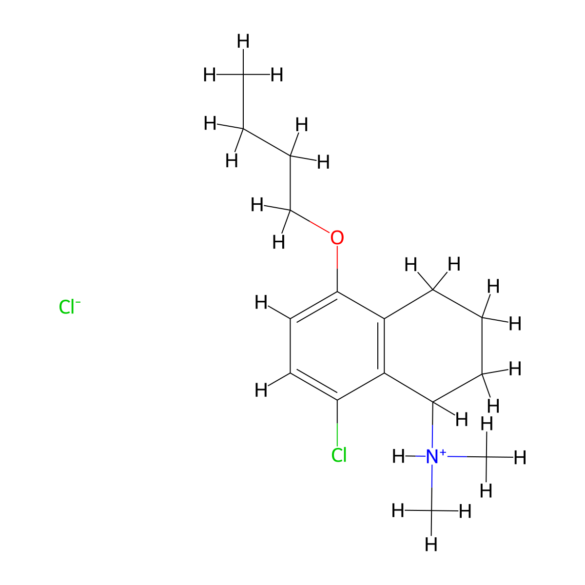 5-Butoxy-8-chloro-N,N-dimethyl-1,2,3,4-tetrahydronaphthalen-1-amine--hydrogen chloride (1/1) molecular structure, CAS 63979-00-0