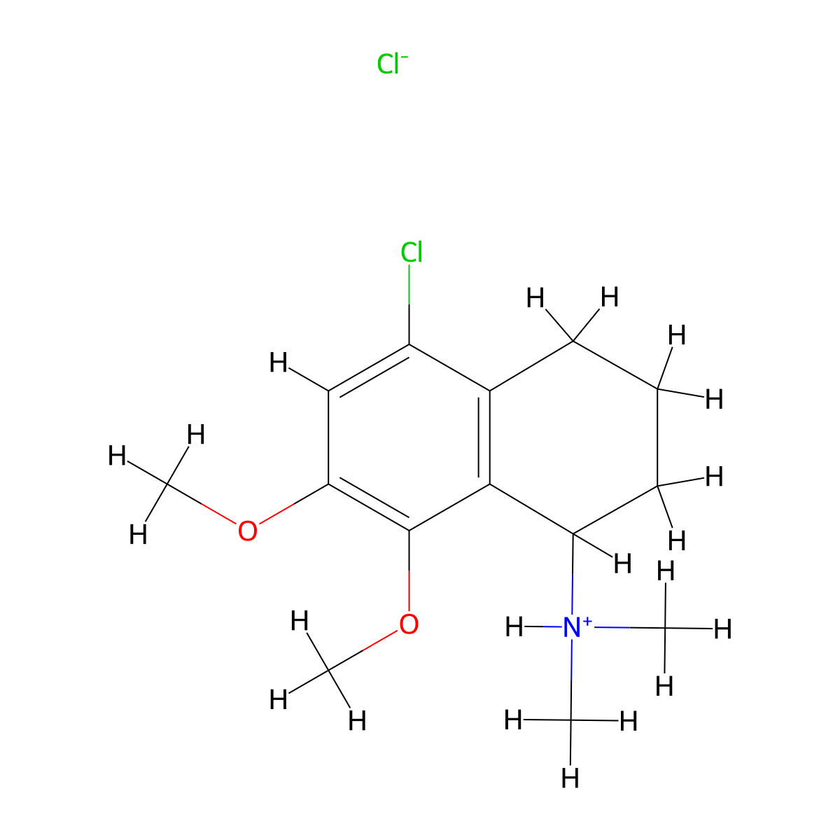 1-Naphthylamine, 1,2,3,4-tetrahydro-5-chloro-7,8-dimethoxy-N,N-dimethyl-, hydrochloride molecular structure, CAS 63979-04-4