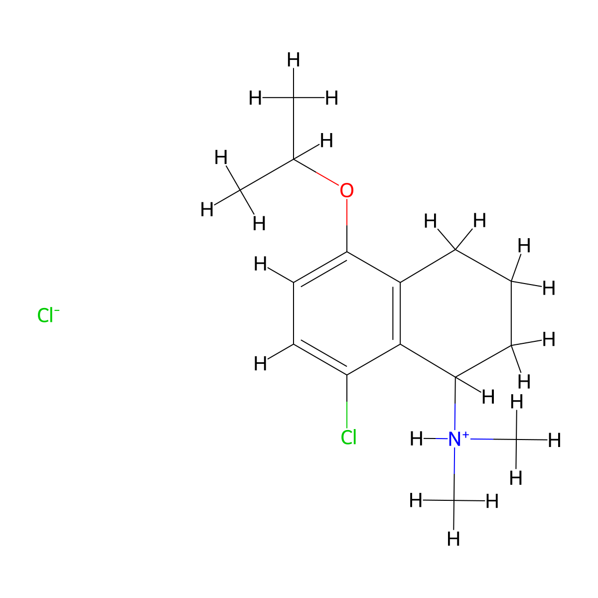 1-Naphthylamine, 1,2,3,4-tetrahydro-8-chloro-N,N-dimethyl-5-isopropoxy-, hydrochloride molecular structure, CAS 63979-08-8